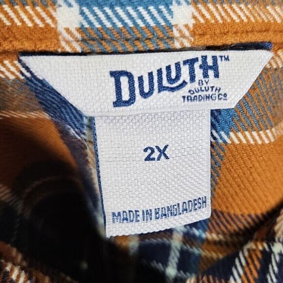 Duluth Trading Co Folklore Flannel Shirt Mustard Plaid Outdoors Workwear 2XL - Picture 4 of 5